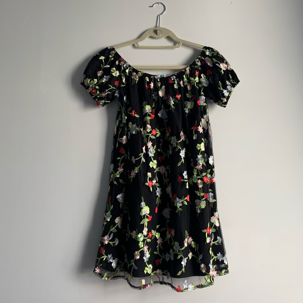 Floral embroidered mini dress